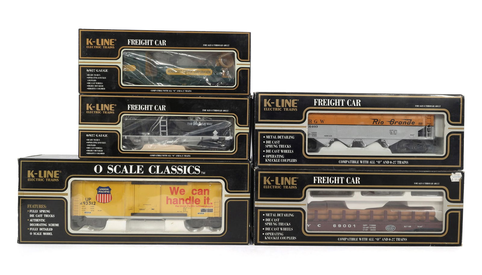 K-LINE O GAUGE TRAIN CARS - LOT OF 5: IMPORTANT SHIPPING NOTE - PLEASE READ | LiveAuctioneers "LiveShipping" Is Unreasonable & Costly: LiveAuctioneers now requires all auctioneers to offer their "LiveShipping" service. Auctioneers no long