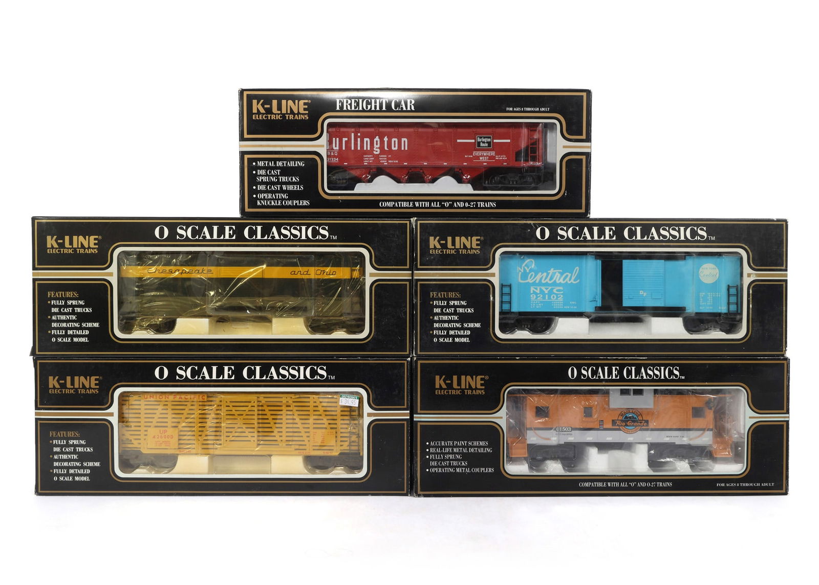 K-LINE O GAUGE TRAIN CARS - LOT OF 5 (1 of 2)