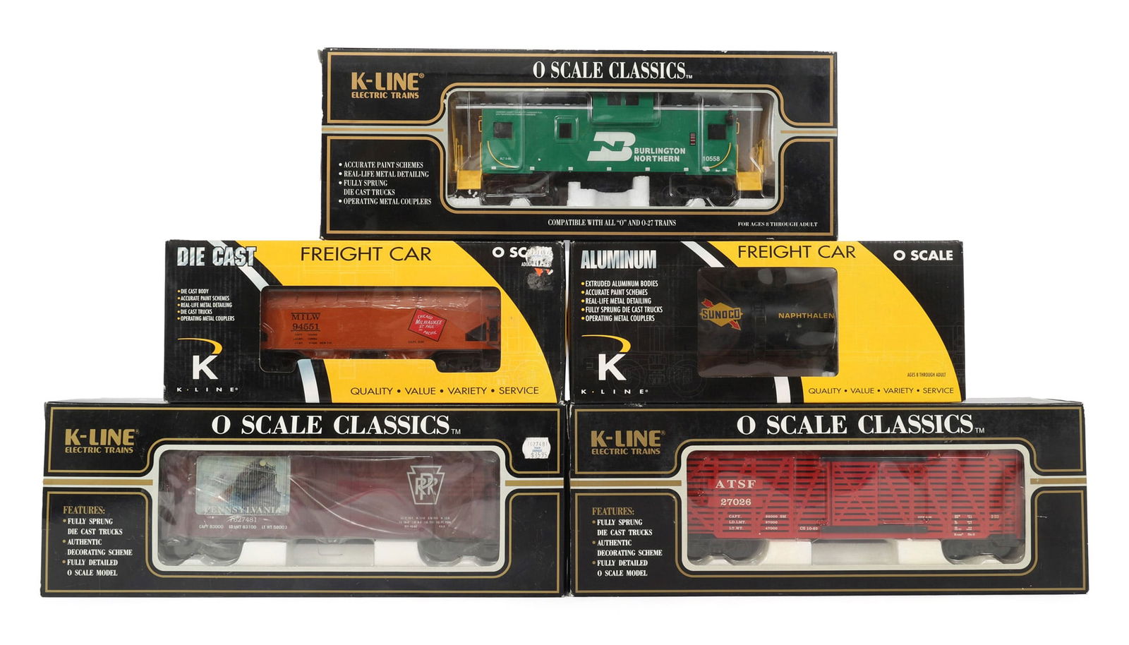 K-LINE O GAUGE TRAIN CARS - LOT OF 5 (1 of 2)