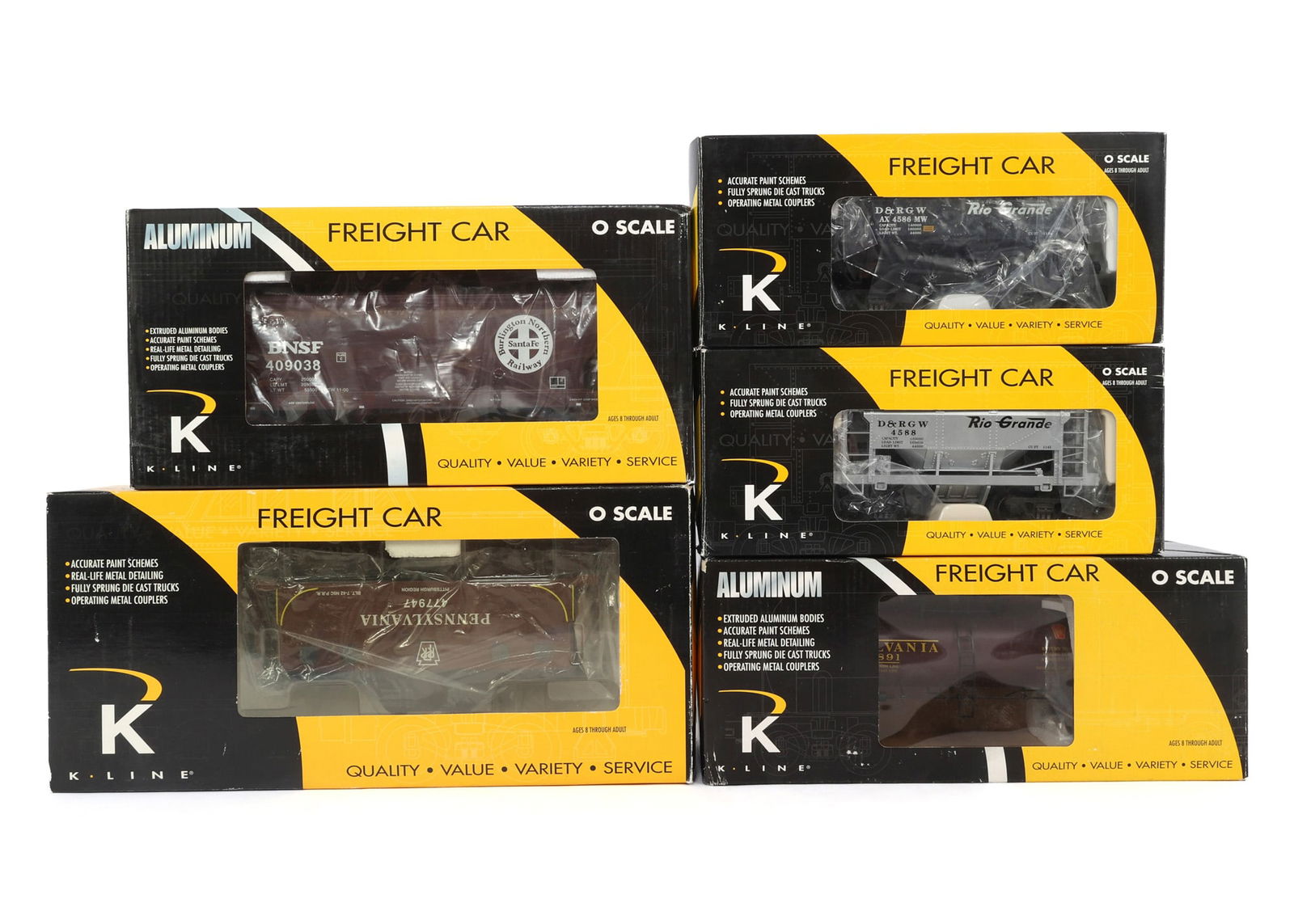 K-LINE O GAUGE TRAIN CARS - LOT OF 5 (1 of 2)