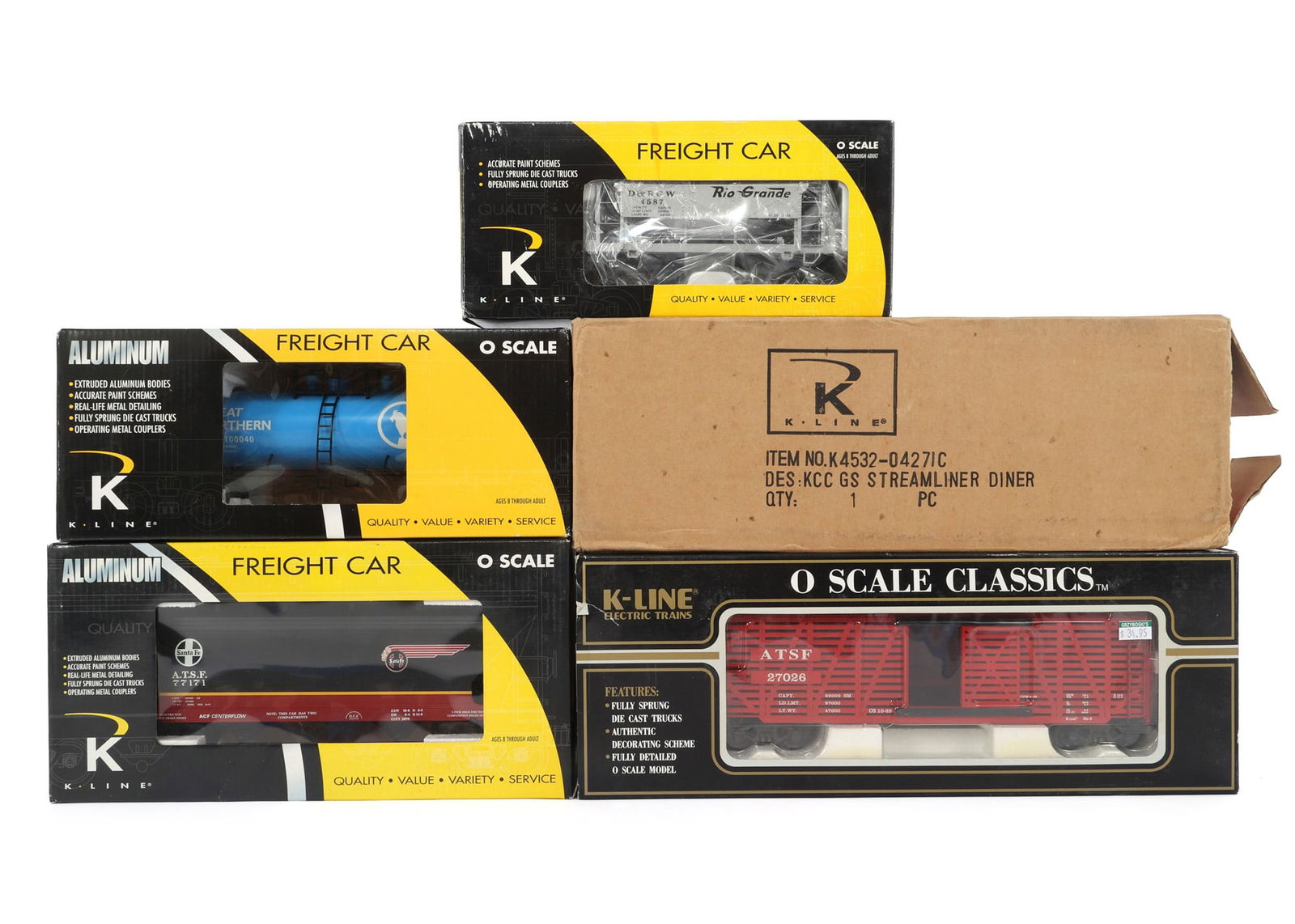 K-LINE O GAUGE TRAIN CARS - LOT OF 5 (1 of 2)