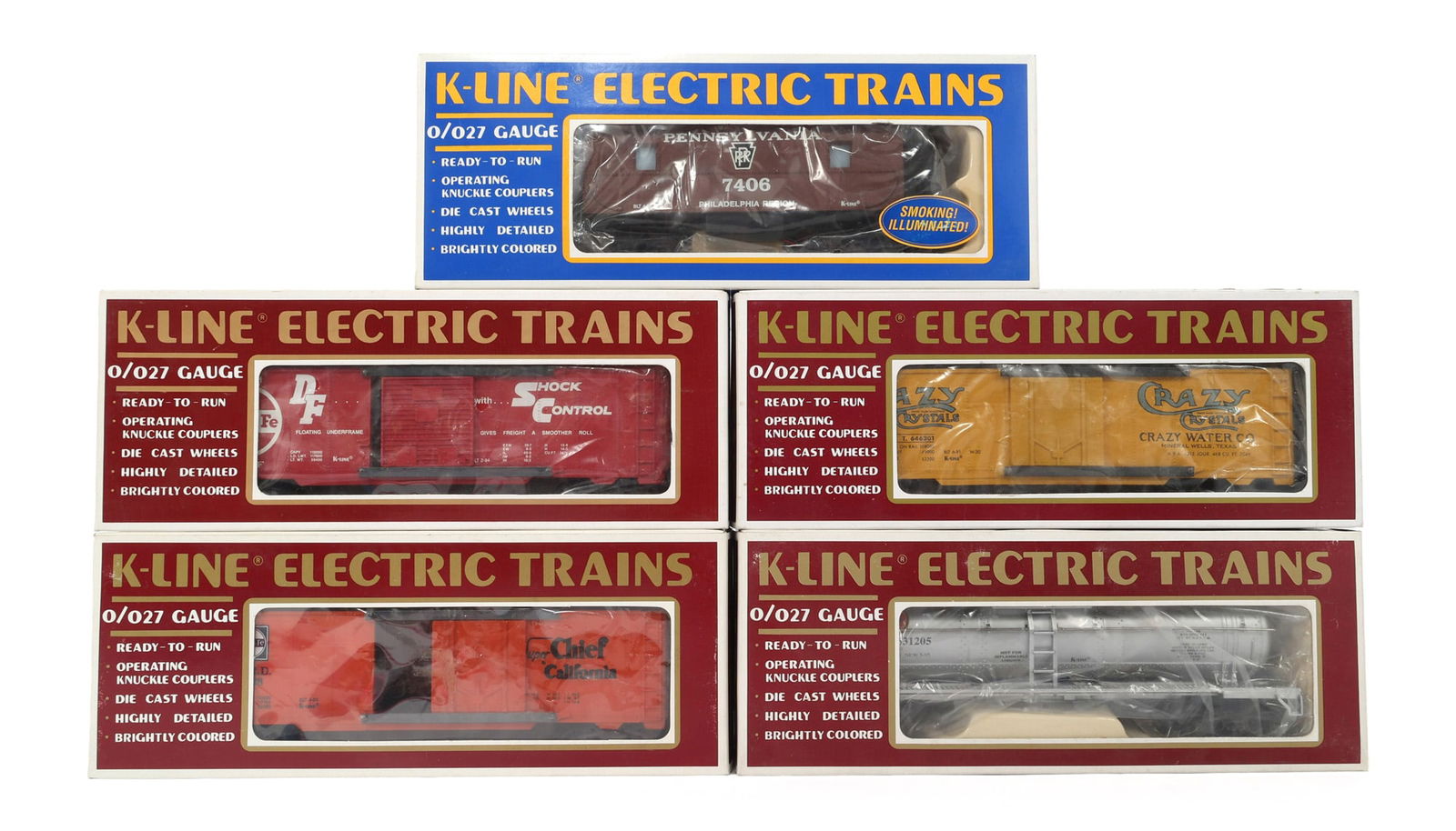 K-LINE O GAUGE TRAIN CARS - LOT OF 5 (1 of 2)