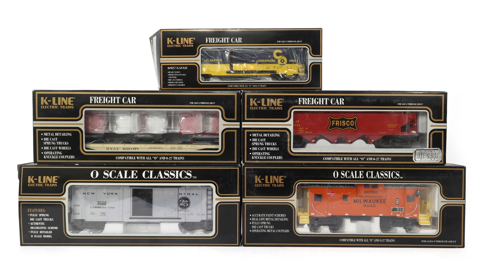 K-LINE O GAUGE TRAIN CARS - LOT OF 5 (1 of 2)