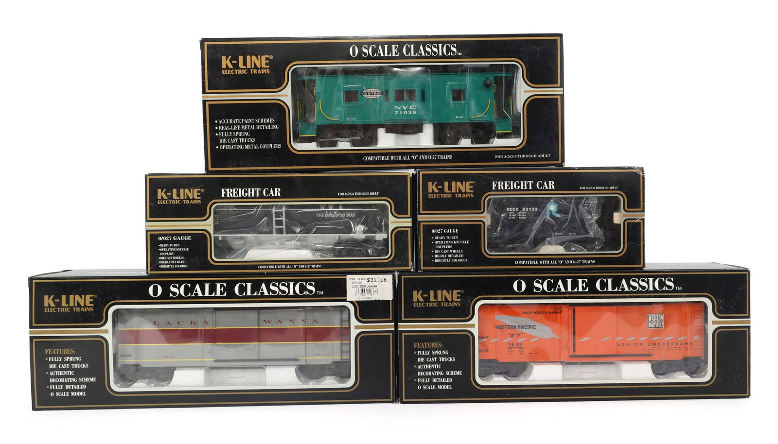 K-LINE O GAUGE TRAIN CARS - LOT OF 5 (1 of 2)
