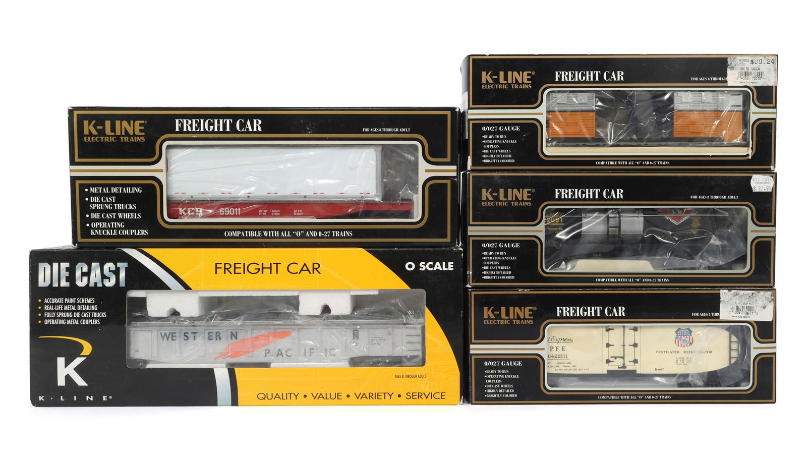 K-LINE O GAUGE TRAIN CARS - LOT OF 5 (1 of 2)