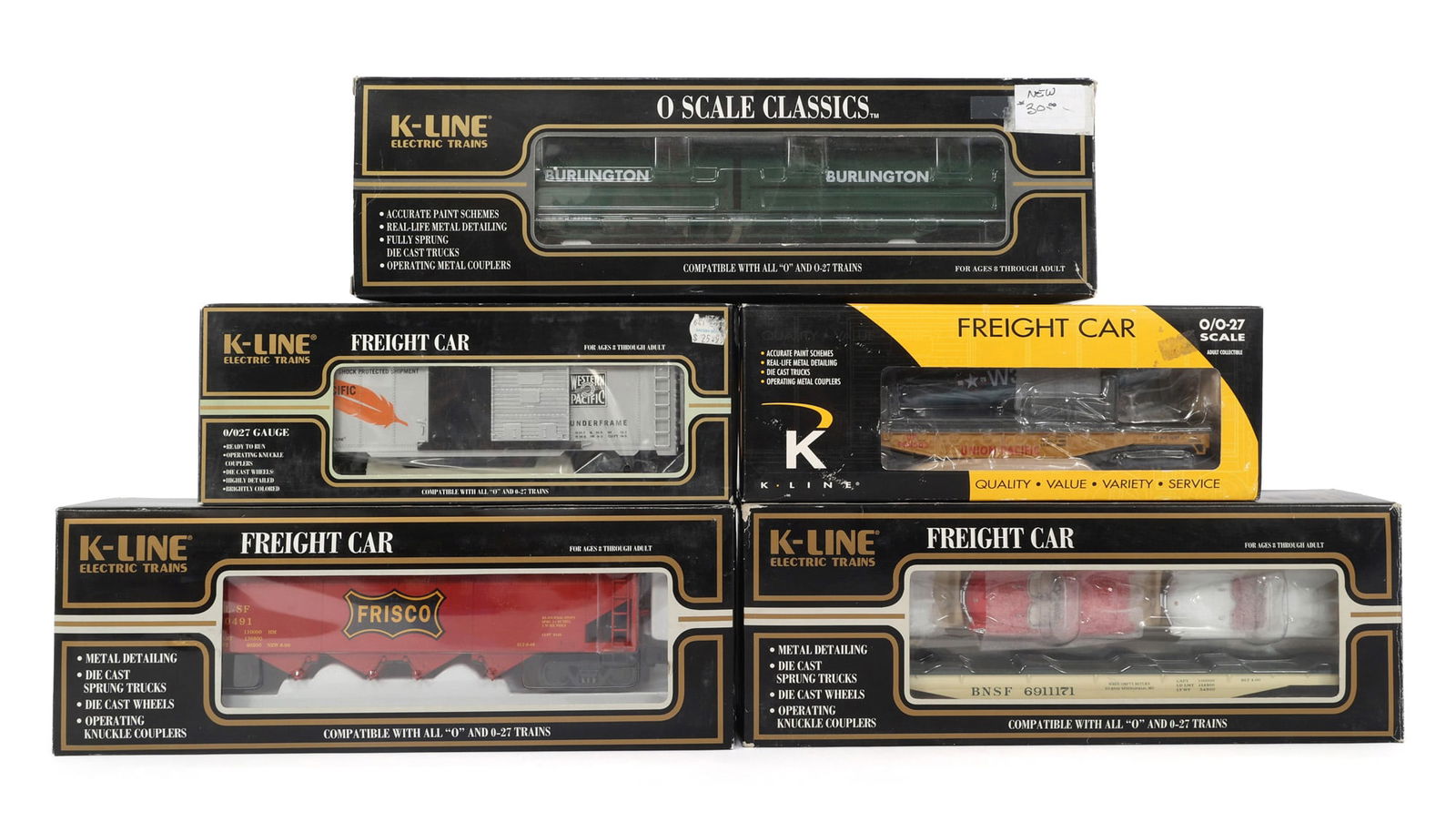 K-LINE O GAUGE TRAIN CARS - LOT OF 5 (1 of 2)