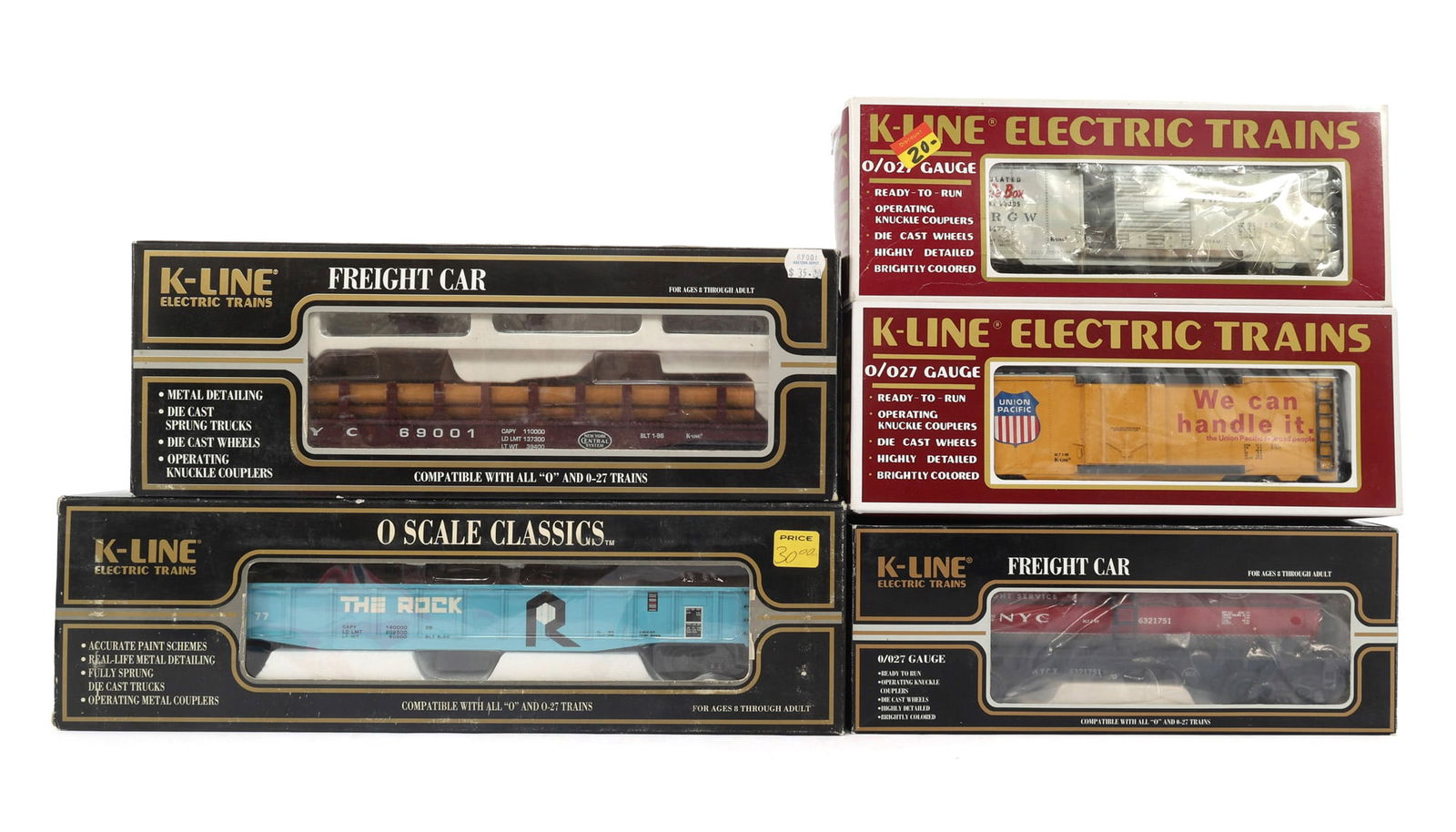 K-LINE O GAUGE TRAIN CARS - LOT OF 5 (1 of 2)