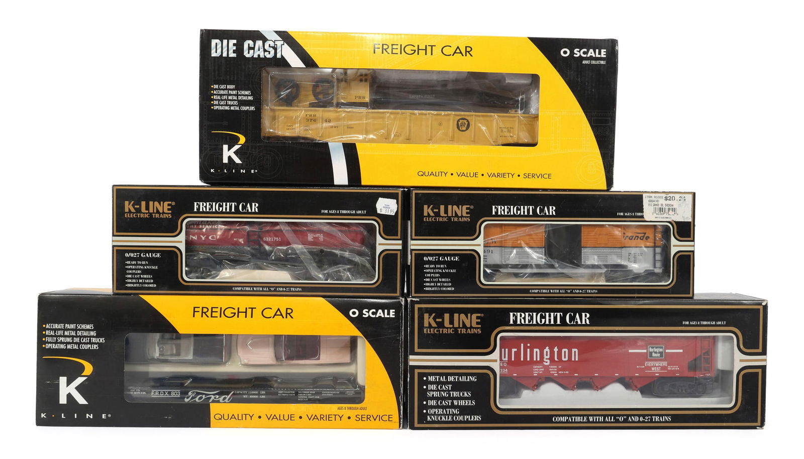 K-LINE O GAUGE TRAIN CARS - LOT OF 5: IMPORTANT SHIPPING NOTE - PLEASE READ | LiveAuctioneers "LiveShipping" Is Unreasonable & Costly: LiveAuctioneers now requires all auctioneers to offer their "LiveShipping" service. Auctioneers no long