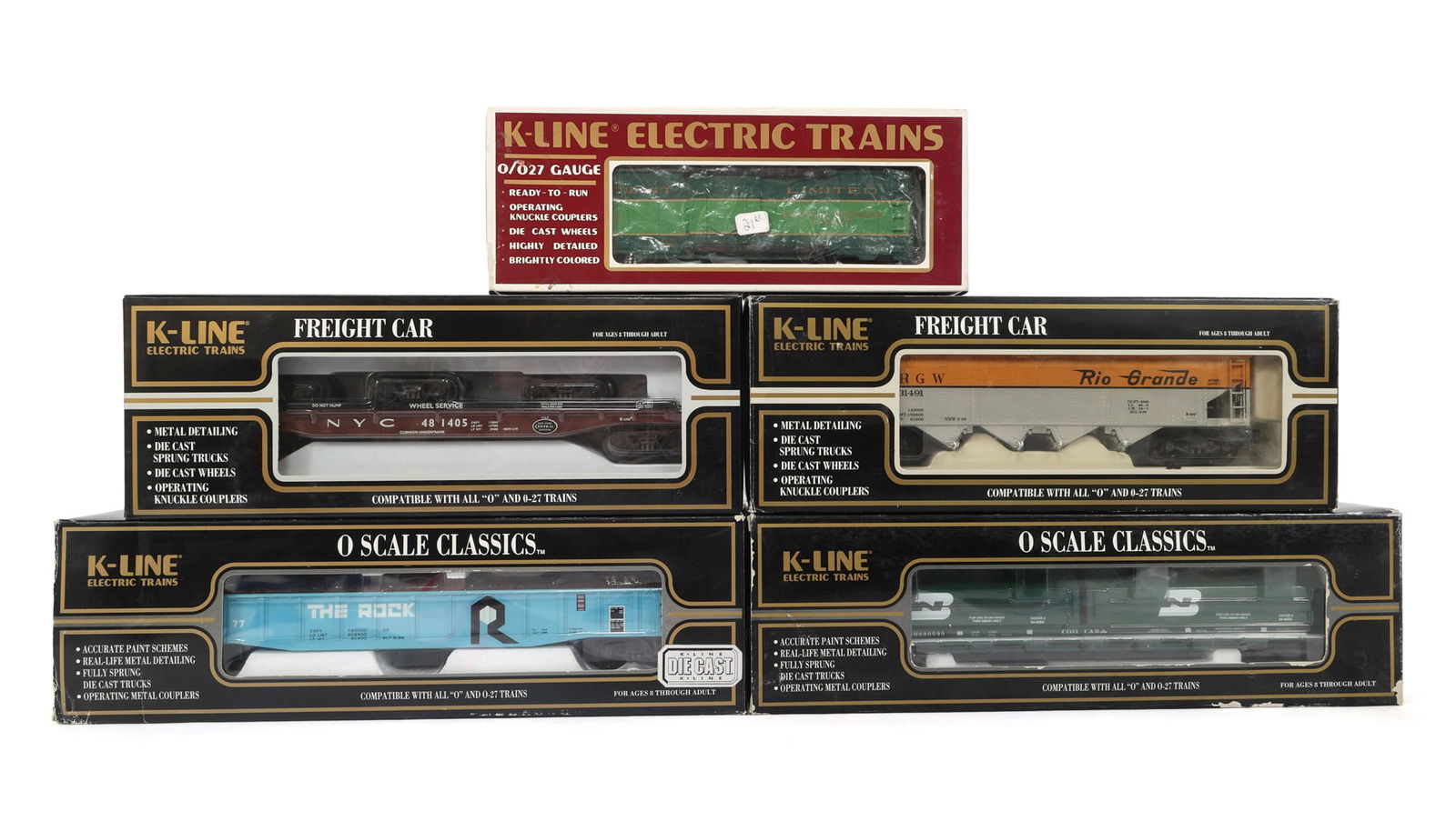 K-LINE O GAUGE TRAIN CARS - LOT OF 5 (1 of 2)