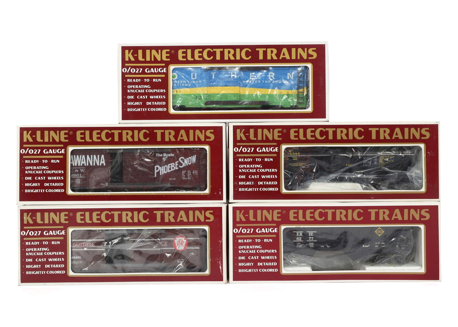 K-LINE O GAUGE TRAIN CARS - LOT OF 5: IMPORTANT SHIPPING NOTE - PLEASE READ | LiveAuctioneers "LiveShipping" Is Unreasonable & Costly: LiveAuctioneers now requires all auctioneers to offer their "LiveShipping" service. Auctioneers no long