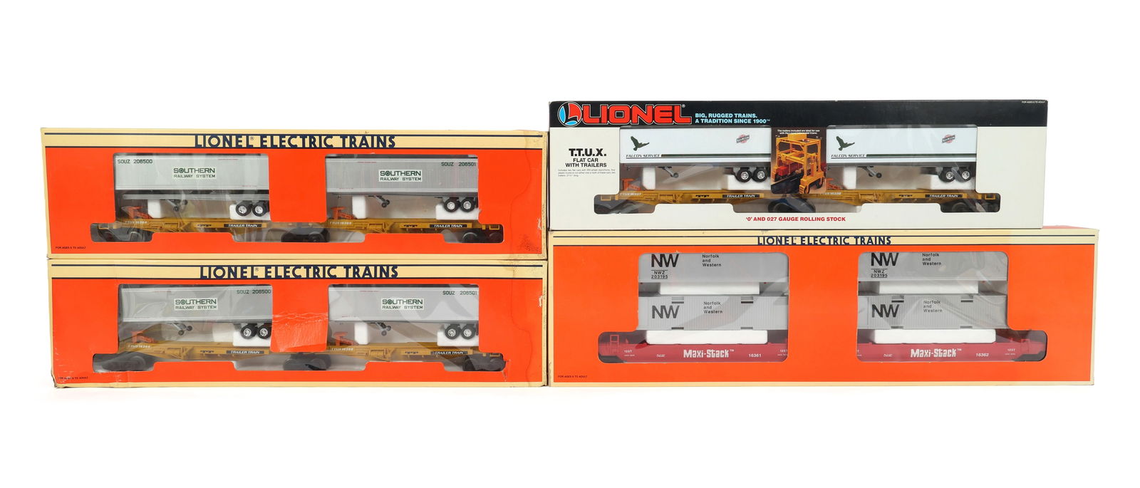 LIONEL O GAUGE TTUX FLATCAR SETS - LOT OF 4 (1 of 2)