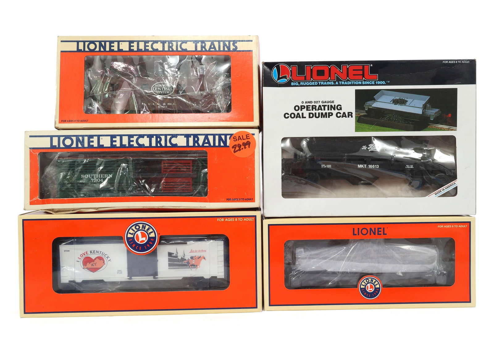 LIONEL O GAUGE TRAIN CARS - LOT OF 5 (1 of 2)