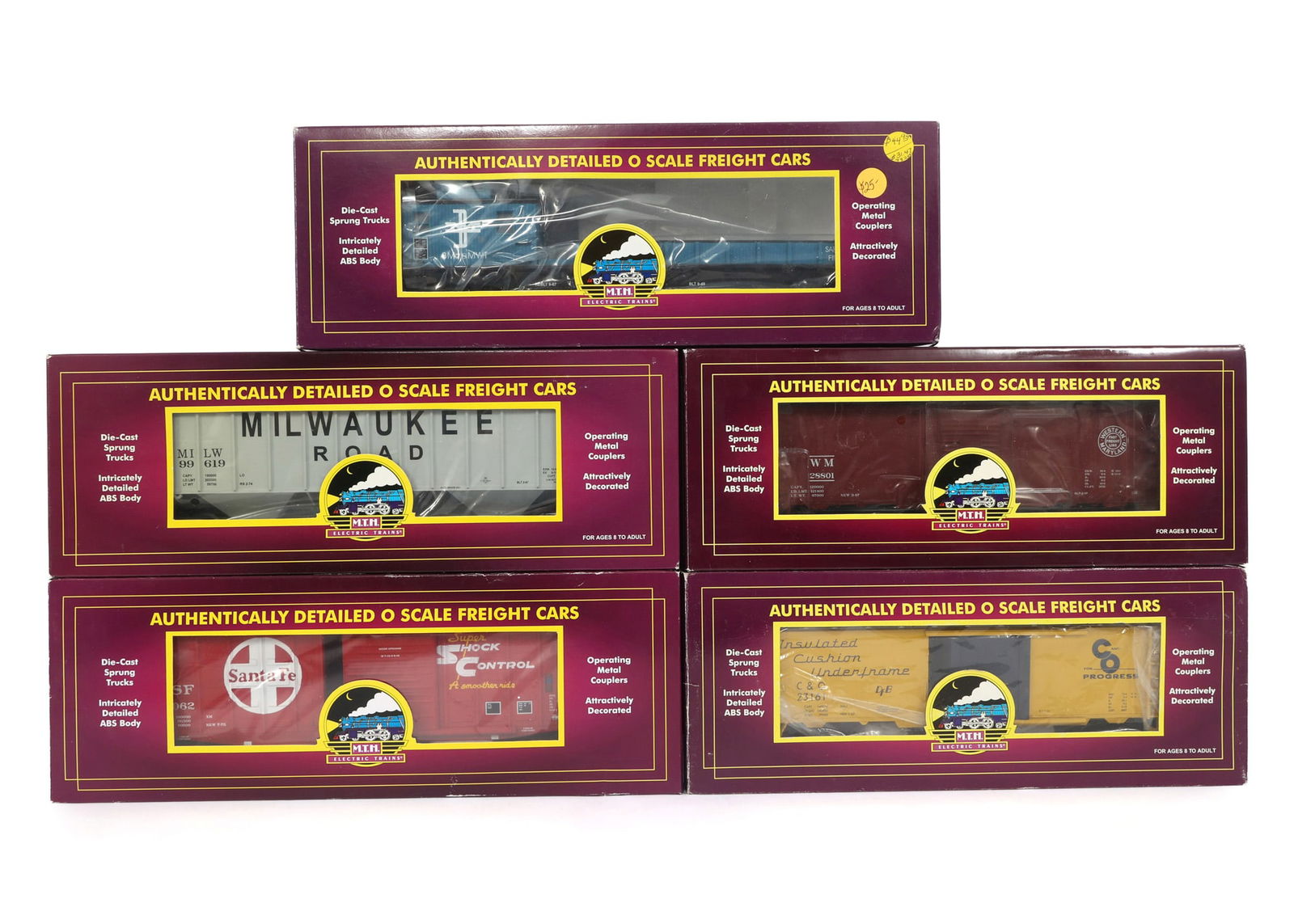 MTH O GAUGE TRAIN CARS - LOT OF 5 (1 of 2)