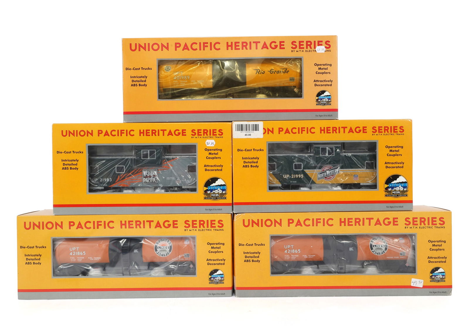 MTH O GAUGE TRAIN CARS - LOT OF 5 (1 of 2)
