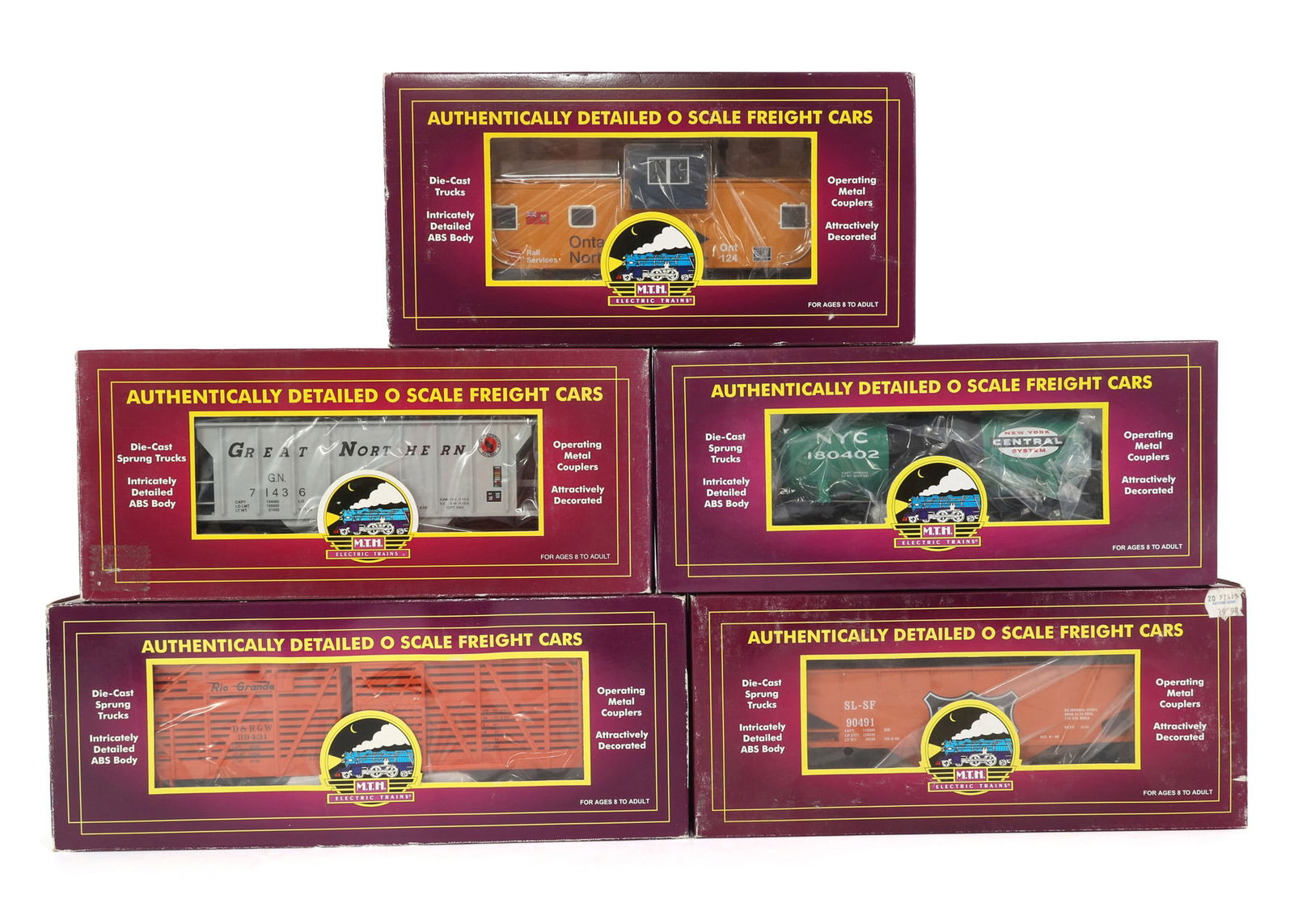 MTH O GAUGE TRAIN CARS - LOT OF 5 (1 of 2)