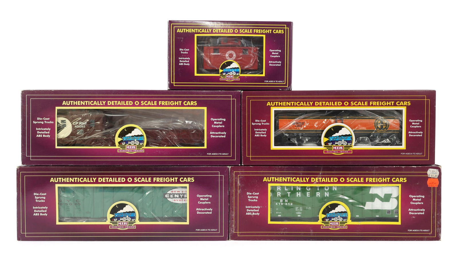 MTH O GAUGE TRAIN CARS - LOT OF 5 (1 of 2)