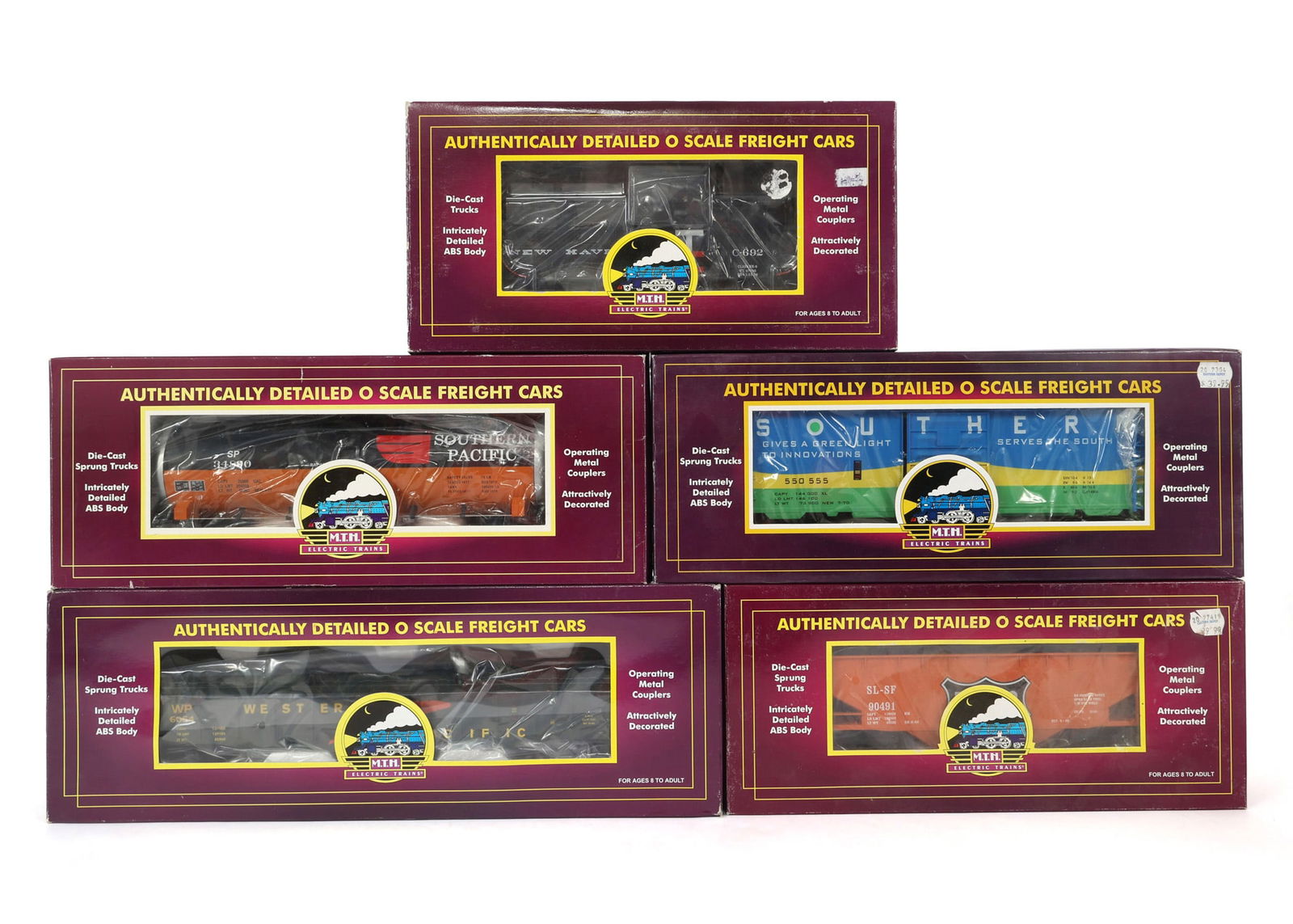 MTH O GAUGE TRAIN CARS - LOT OF 5 (1 of 2)