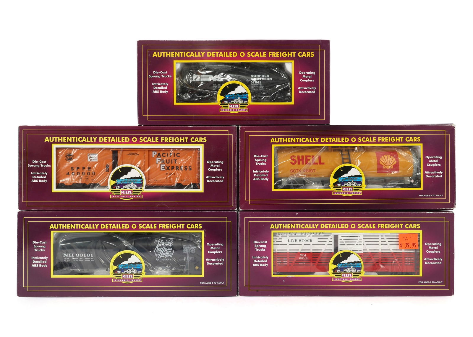 MTH O GAUGE TRAIN CARS - LOT OF 5 (1 of 2)