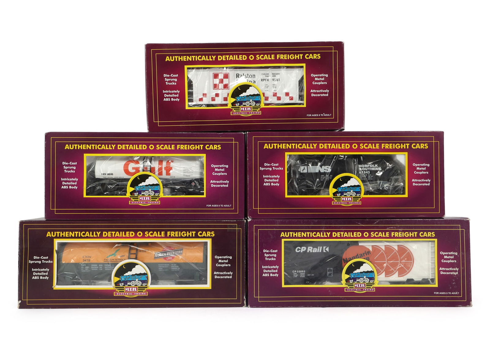 MTH O GAUGE TRAIN CARS - LOT OF 5 (1 of 2)