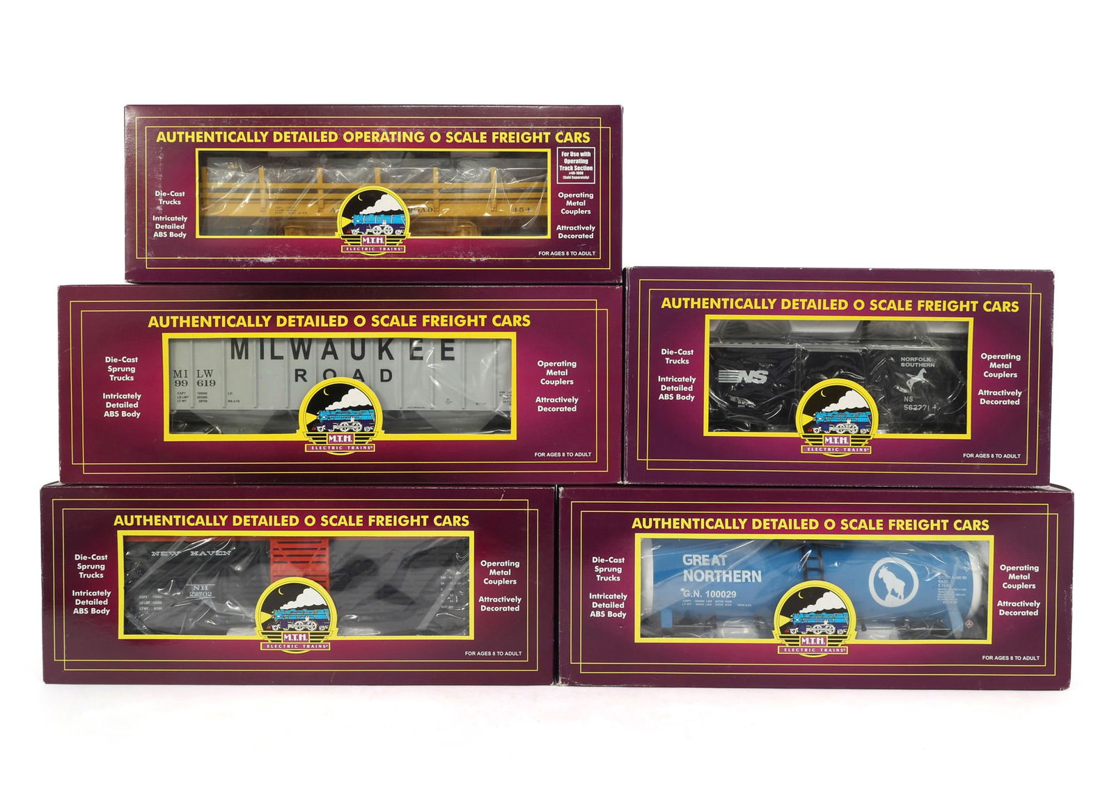 MTH O GAUGE TRAIN CARS - LOT OF 5 (1 of 2)