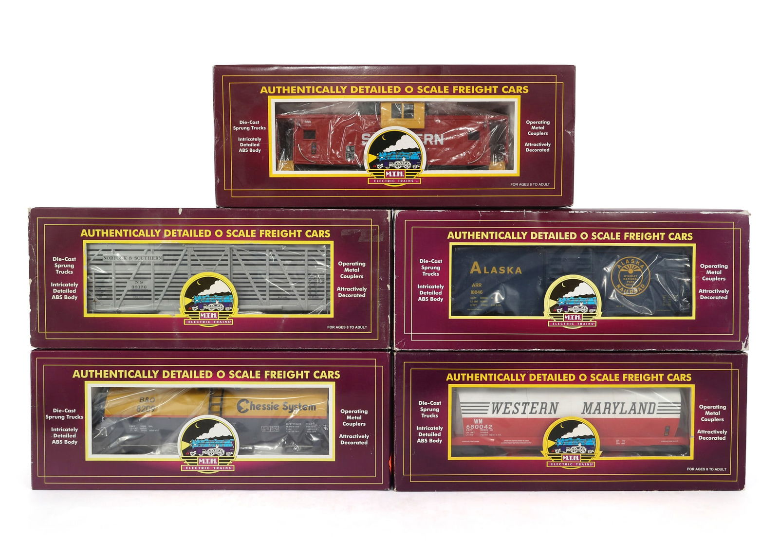 MTH O GAUGE TRAIN CARS - LOT OF 5 (1 of 2)