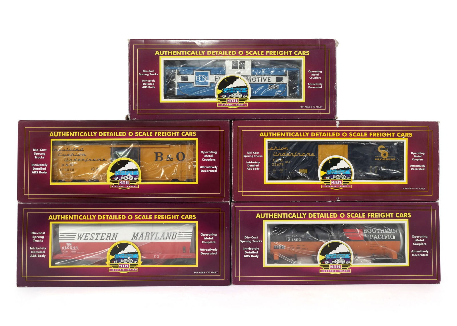 MTH O GAUGE TRAIN CARS - LOT OF 5 (1 of 2)