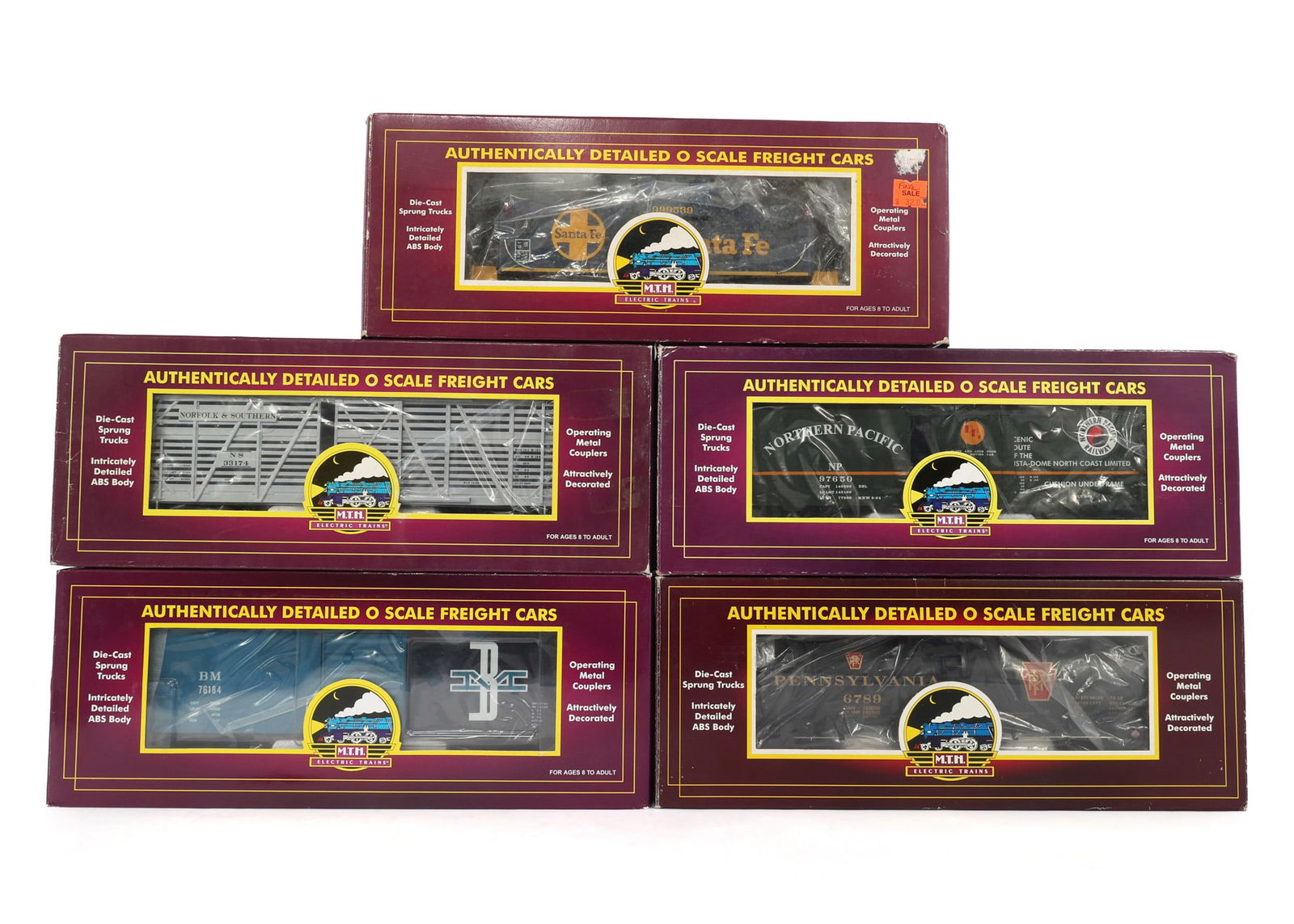 MTH O GAUGE TRAIN CARS - LOT OF 5 (1 of 2)