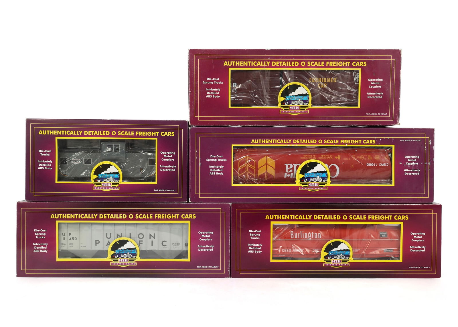 MTH O GAUGE TRAIN CARS - LOT OF 5 (1 of 2)