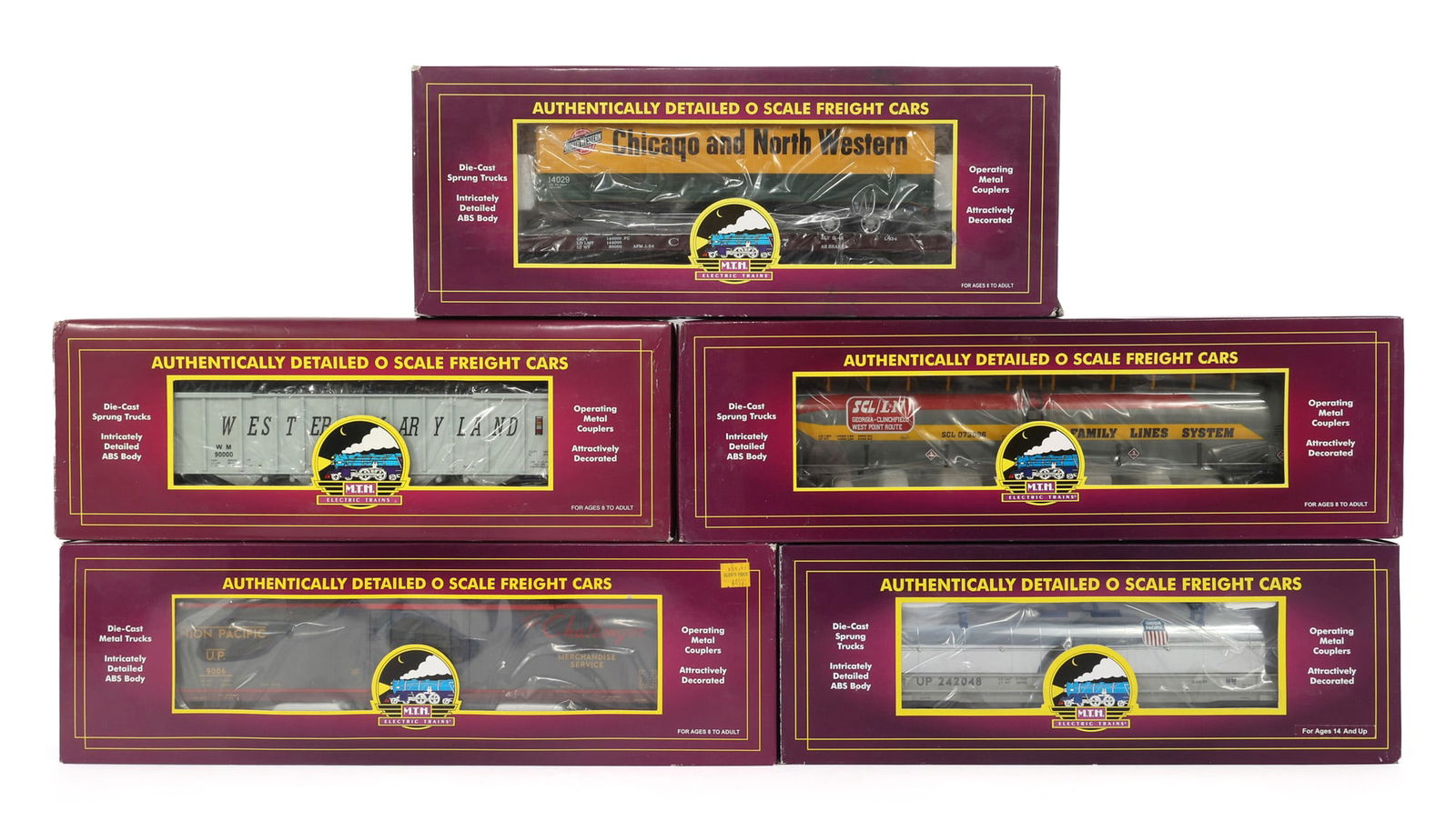 MTH O GAUGE TRAIN CARS - LOT OF 5 (1 of 2)