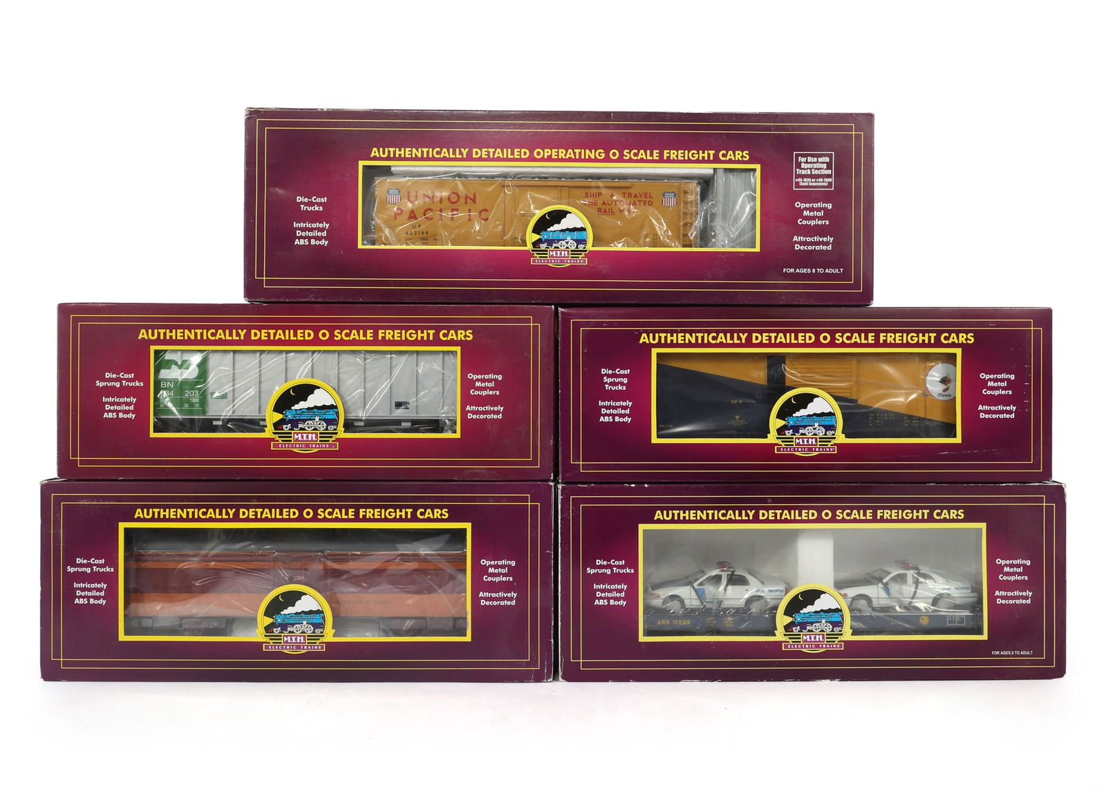 MTH O GAUGE TRAIN CARS - LOT OF 5 (1 of 2)