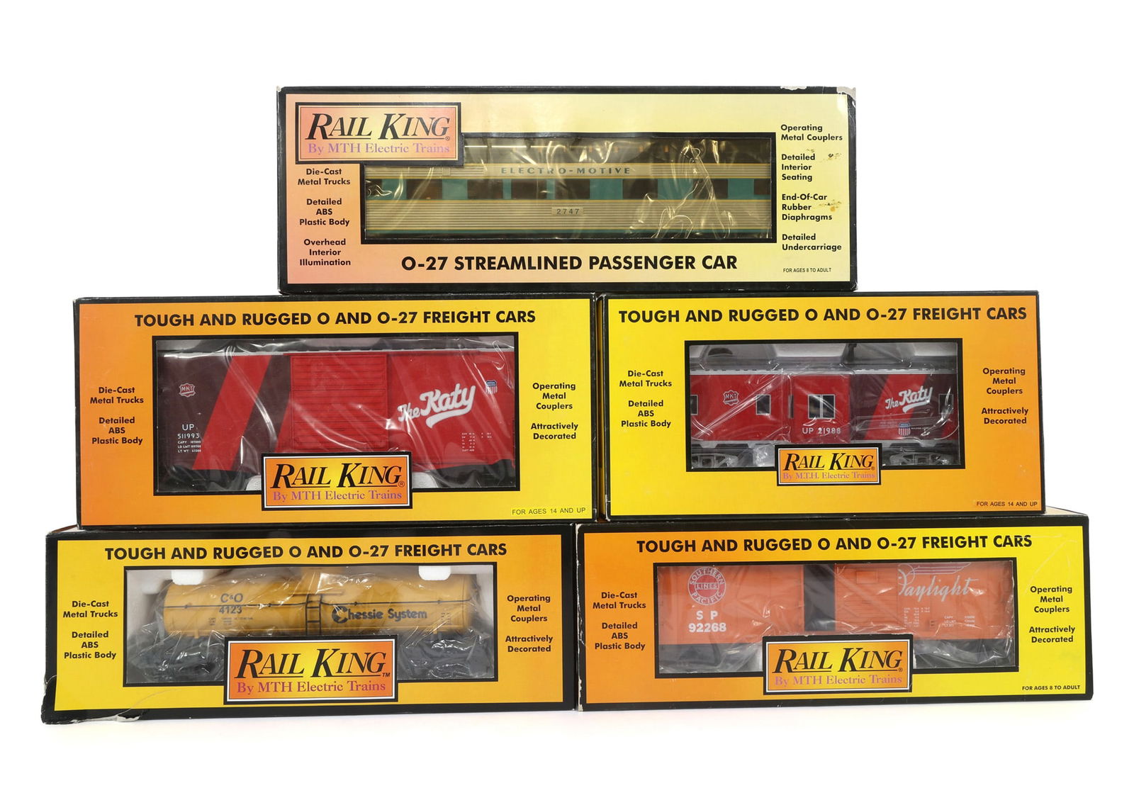 MTH RAIL KING O-27 GAUGE TRAIN CARS - LOT OF 5 (1 of 2)