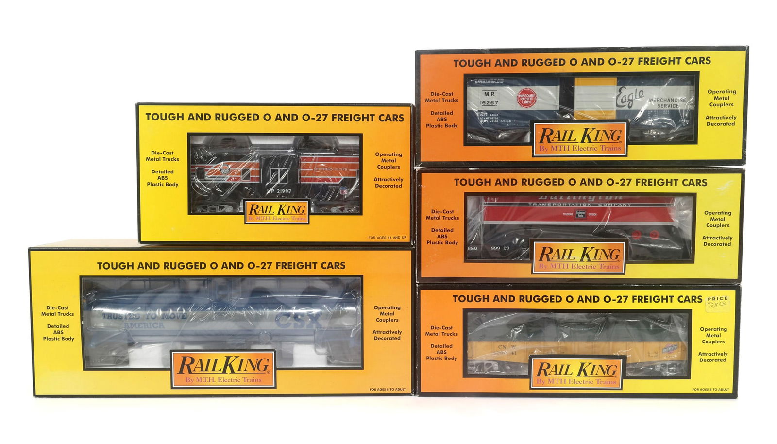 MTH RAIL KING O-27 GAUGE TRAIN CARS - LOT OF 5 (1 of 2)