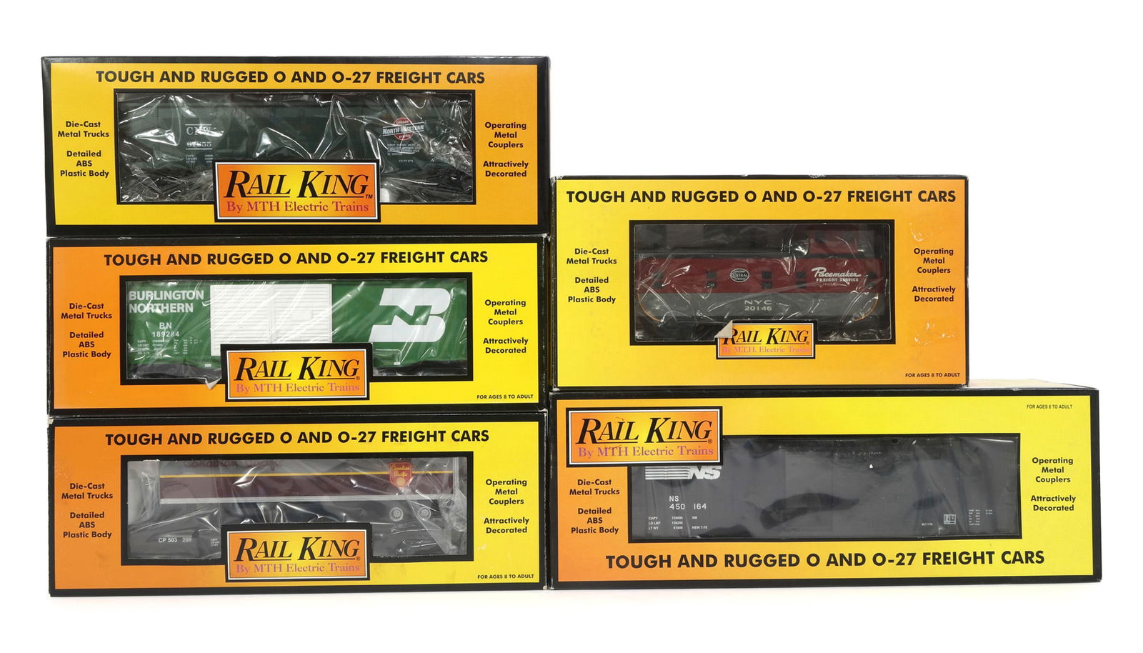 MTH RAIL KING O-27 GAUGE TRAIN CARS - LOT OF 5 (1 of 2)