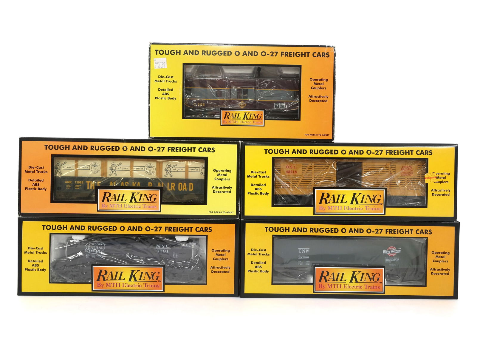 MTH RAIL KING O-27 GAUGE TRAIN CARS - LOT OF 5 (1 of 2)