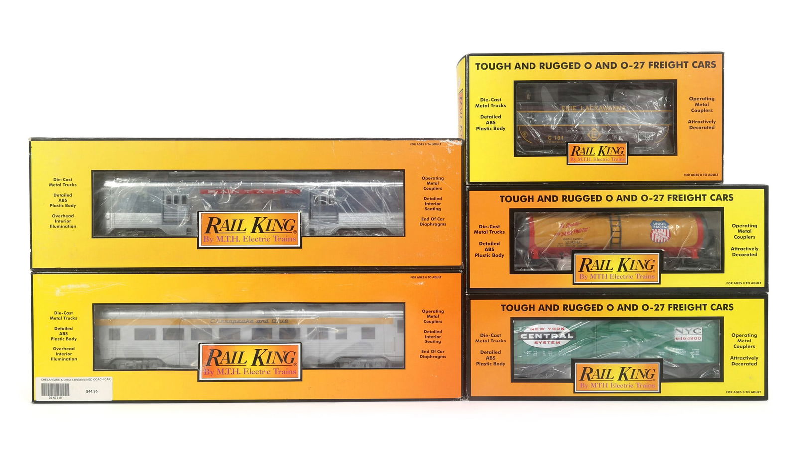MTH RAIL KING O-27 GAUGE TRAIN CARS - LOT OF 5 (1 of 2)