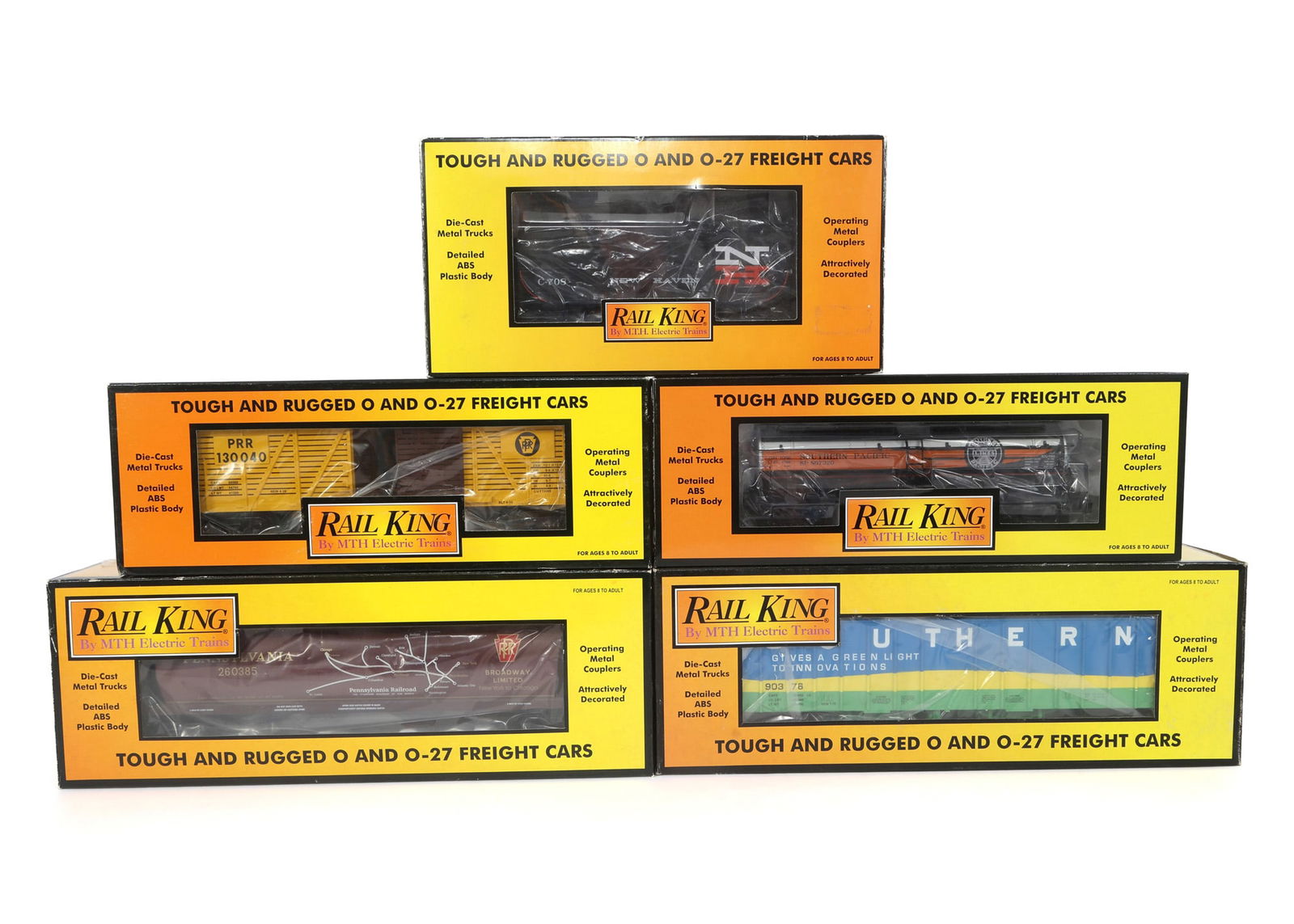 MTH RAIL KING O-27 GAUGE TRAIN CARS - LOT OF 5 (1 of 2)