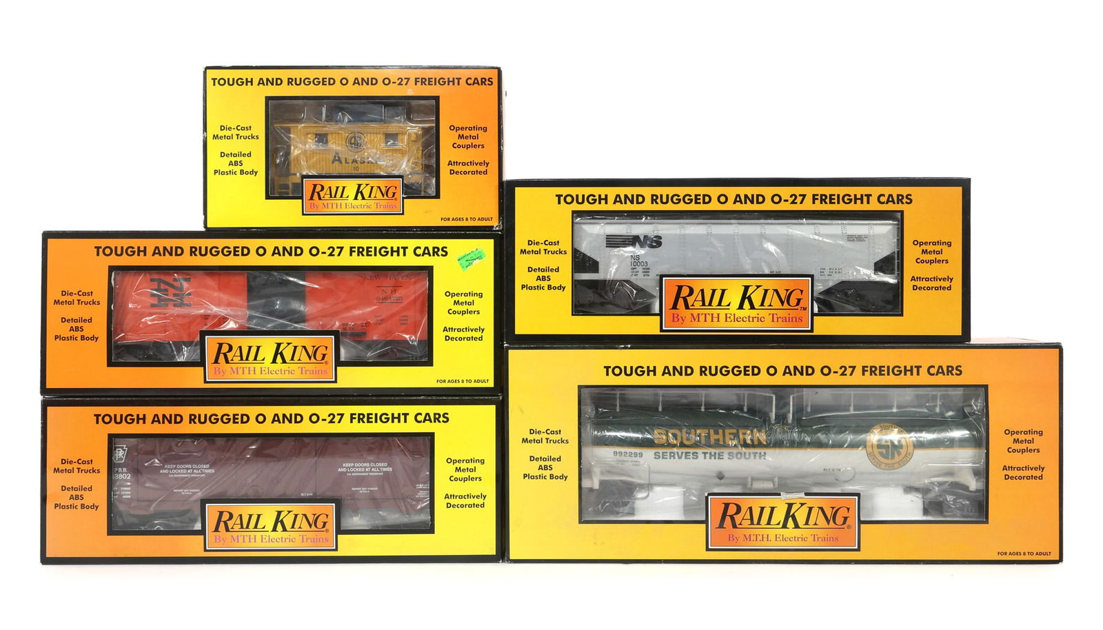 MTH RAIL KING O-27 GAUGE TRAIN CARS - LOT OF 5 (1 of 2)