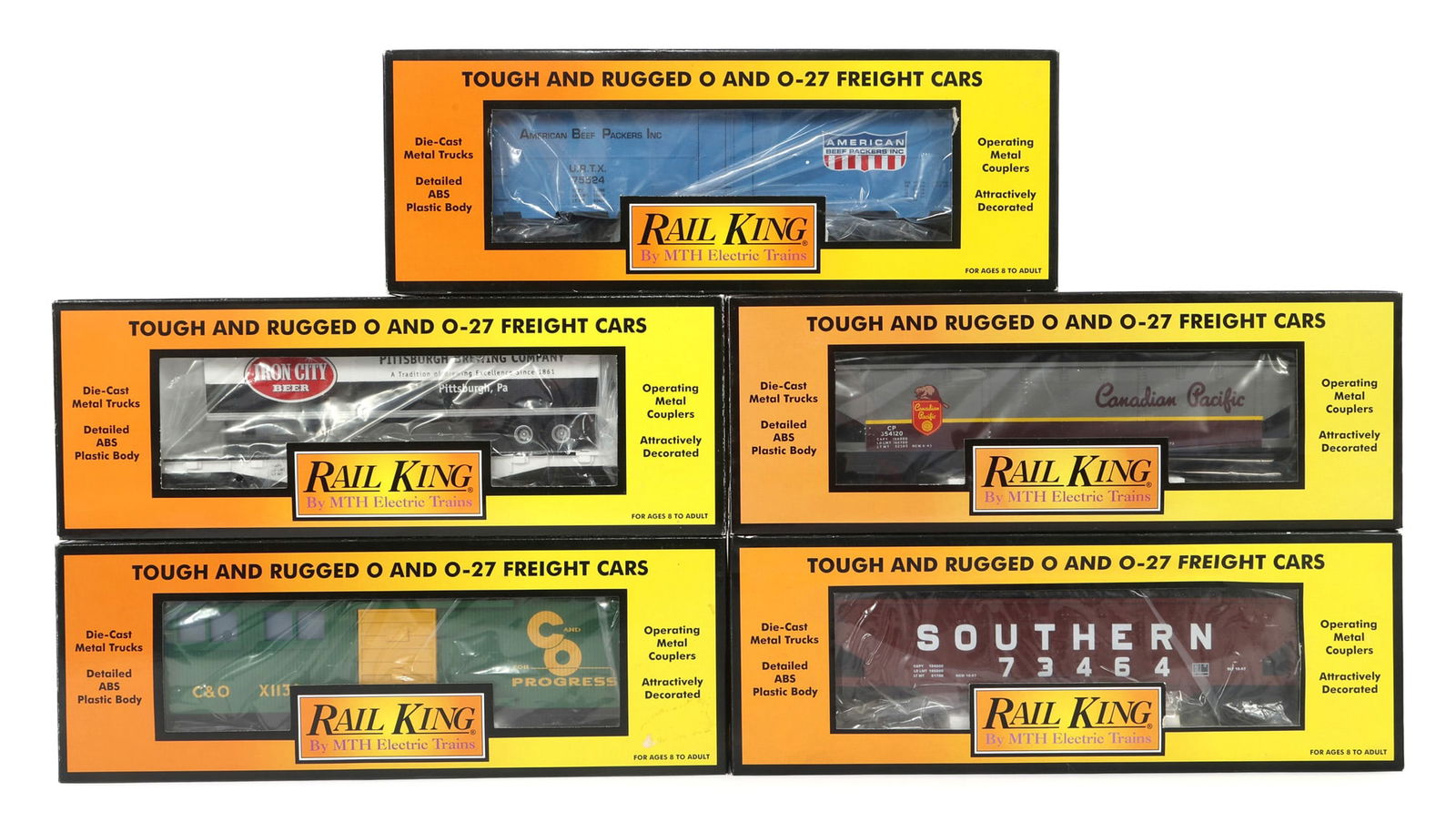 MTH RAIL KING O-27 GAUGE TRAIN CARS - LOT OF 5 (1 of 2)