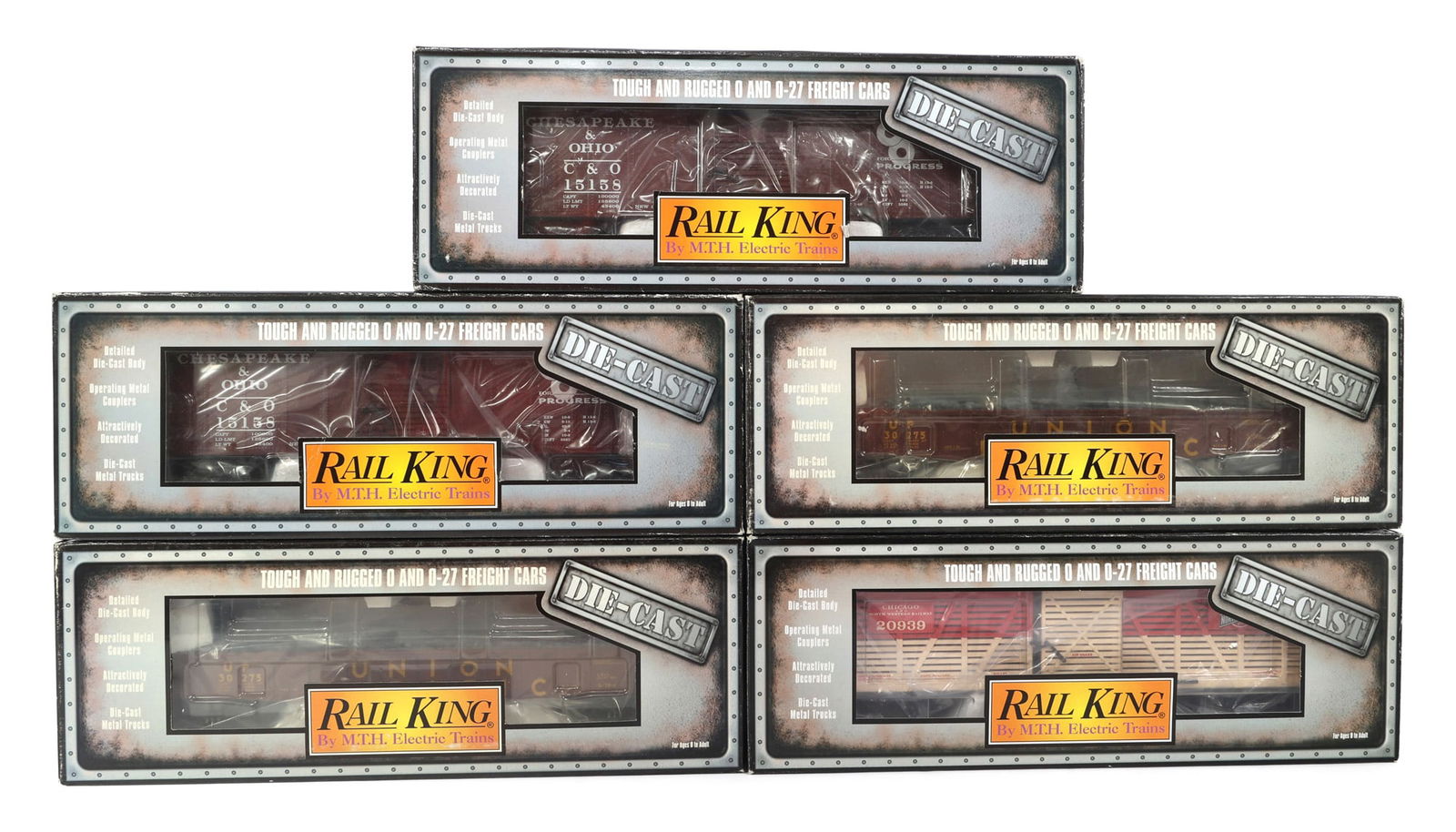 MTH RAIL KING O-27 GAUGE TRAIN CARS - LOT OF 5 (1 of 2)
