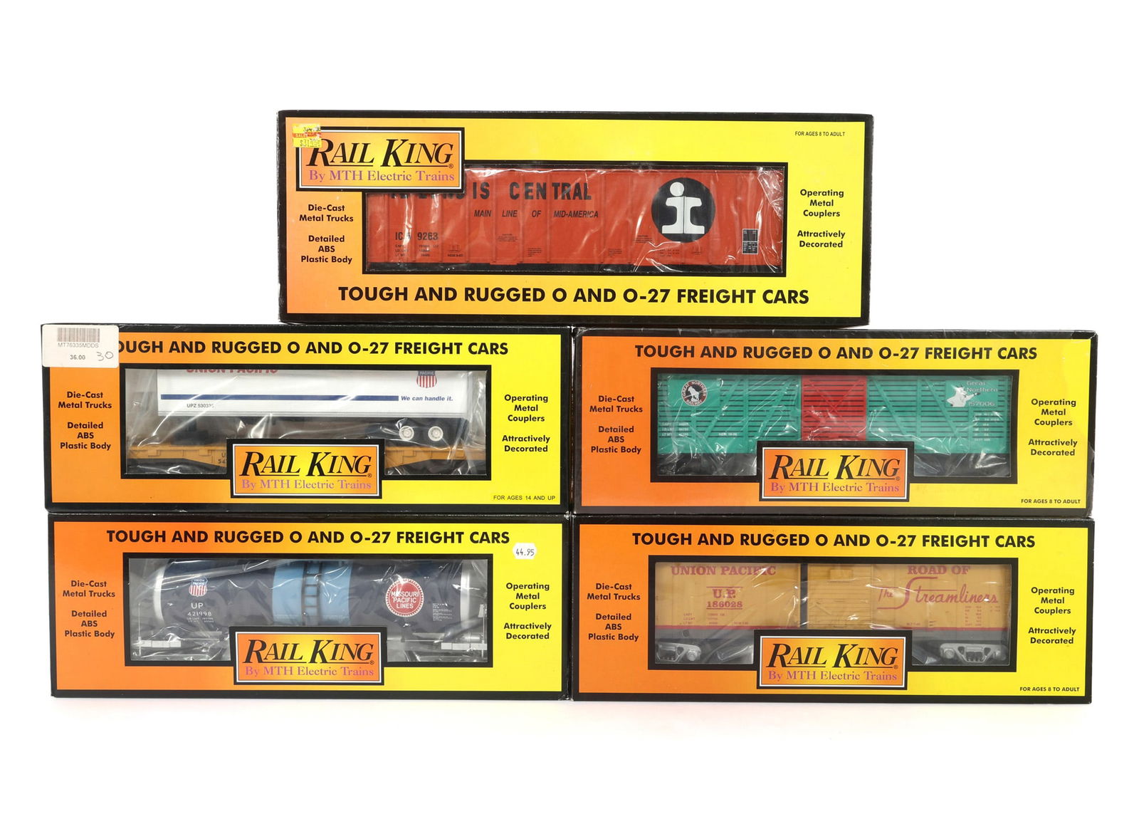 MTH RAIL KING O-27 GAUGE TRAIN CARS - LOT OF 5 (1 of 2)