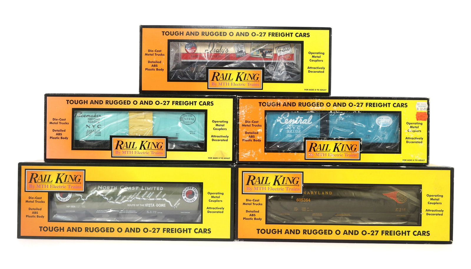 MTH RAIL KING O-27 GAUGE TRAIN CARS - LOT OF 5 (1 of 2)