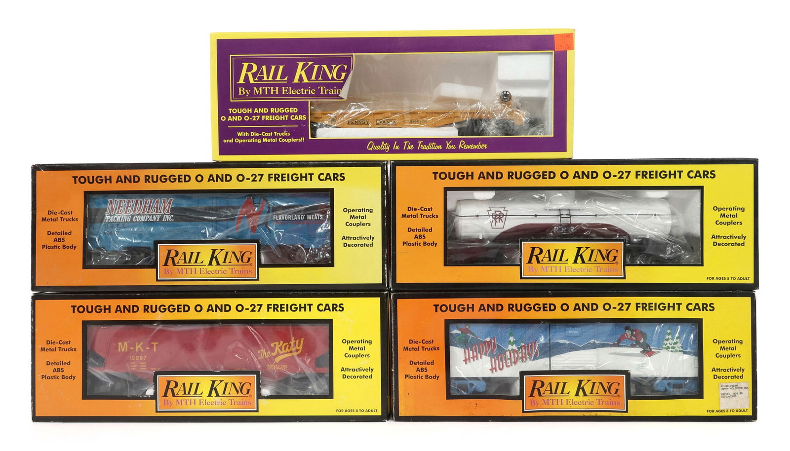 MTH RAIL KING O-27 GAUGE TRAIN CARS - LOT OF 5 (1 of 2)