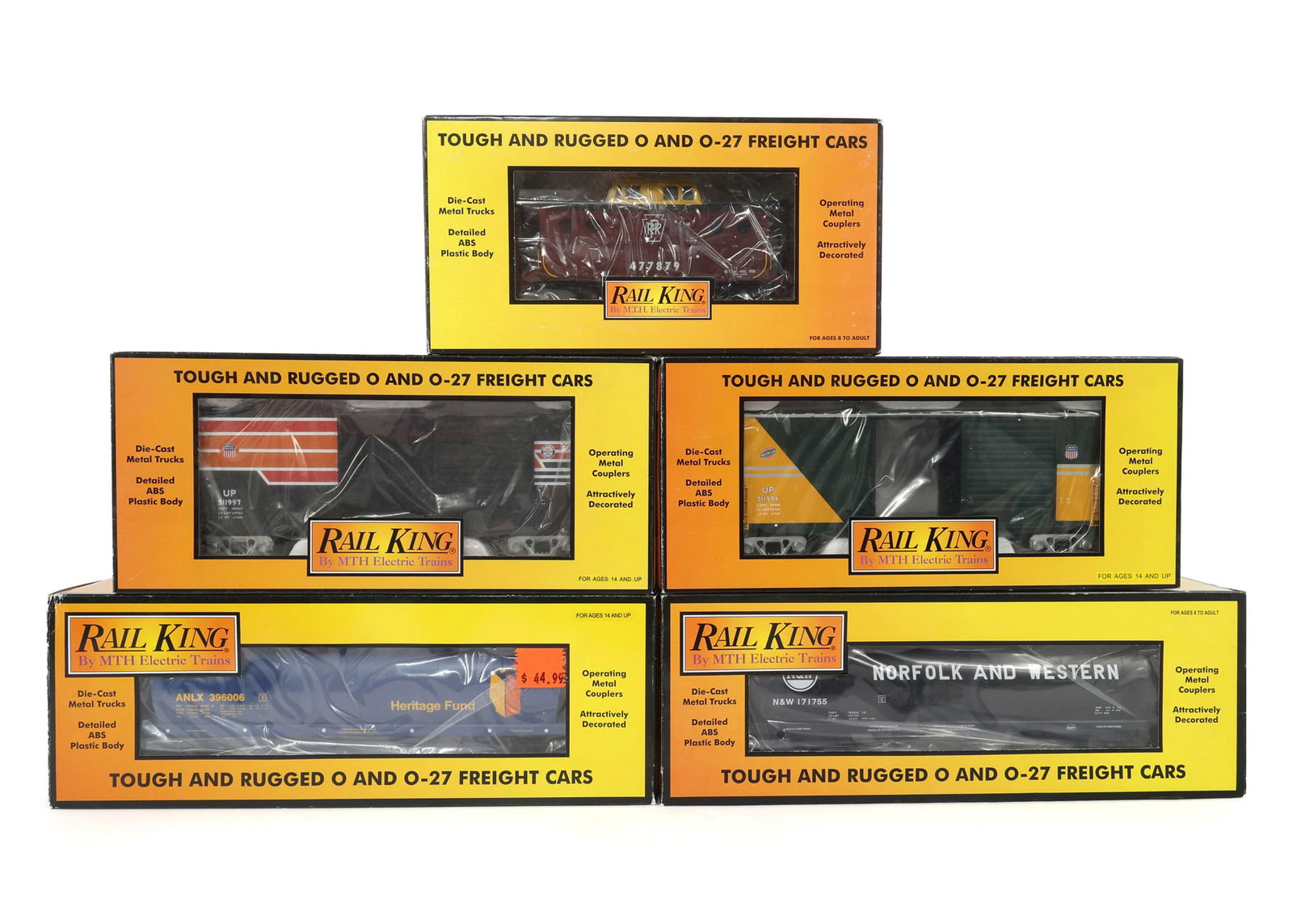 MTH RAIL KING O-27 GAUGE TRAIN CARS - LOT OF 5 (1 of 2)