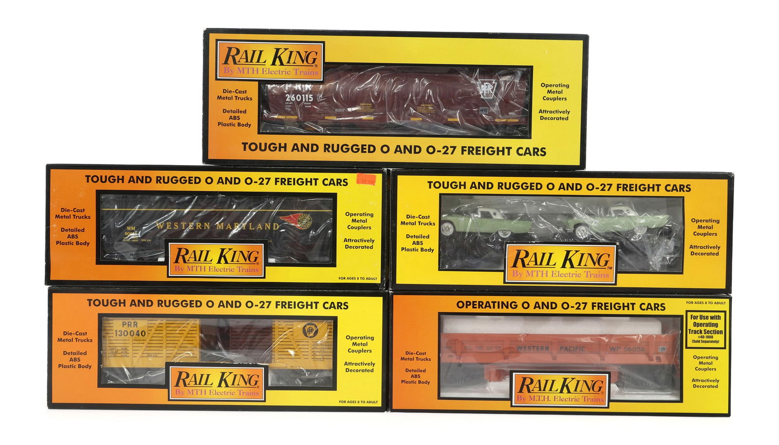 MTH RAIL KING O-27 GAUGE TRAIN CARS - LOT OF 5 (1 of 2)
