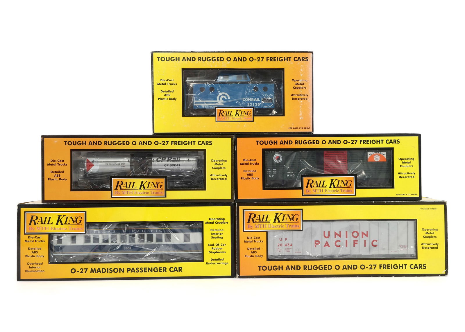 MTH RAIL KING O-27 GAUGE TRAIN CARS - LOT OF 5 (1 of 2)