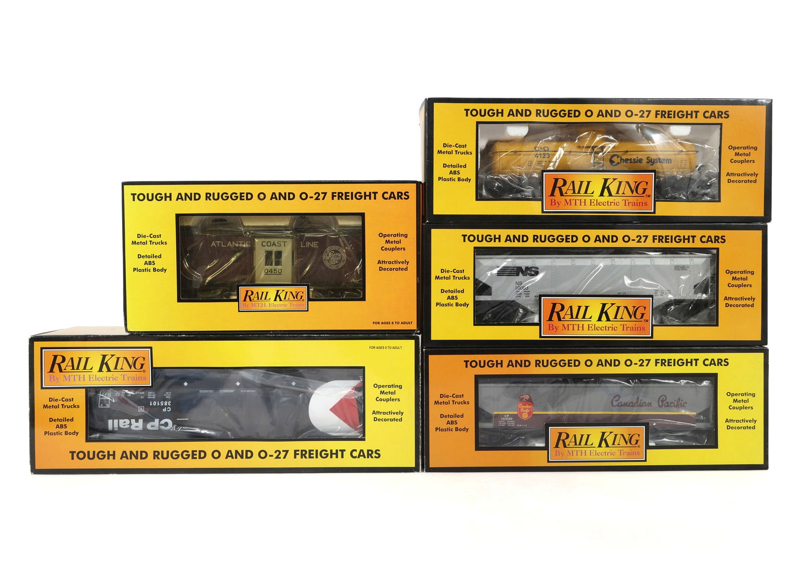 MTH RAIL KING O-27 GAUGE TRAIN CARS - LOT OF 5: IMPORTANT SHIPPING NOTE - PLEASE READ | LiveAuctioneers "LiveShipping" Is Unreasonable & Costly: LiveAuctioneers now requires all auctioneers to offer their "LiveShipping" service. Auctioneers no long