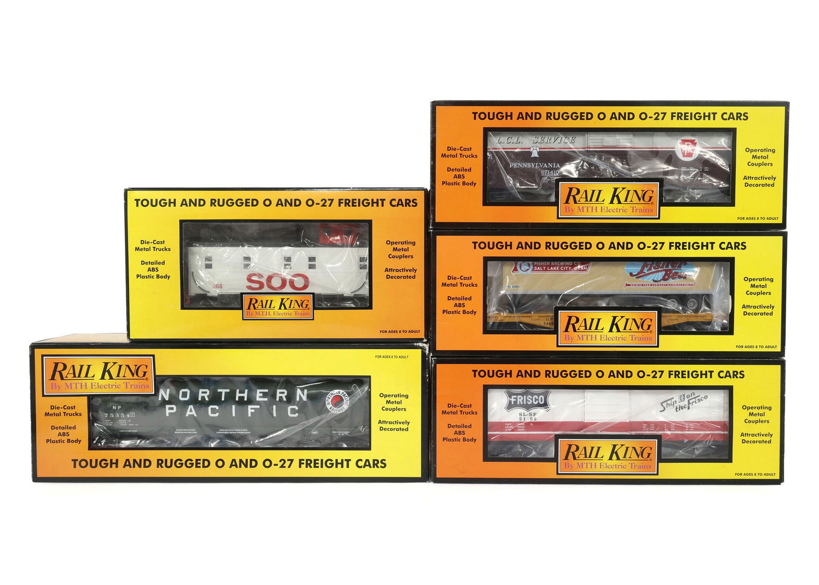 MTH RAIL KING O-27 GAUGE TRAIN CARS - LOT OF 5: IMPORTANT SHIPPING NOTE - PLEASE READ | LiveAuctioneers "LiveShipping" Is Unreasonable & Costly: LiveAuctioneers now requires all auctioneers to offer their "LiveShipping" service. Auctioneers no long