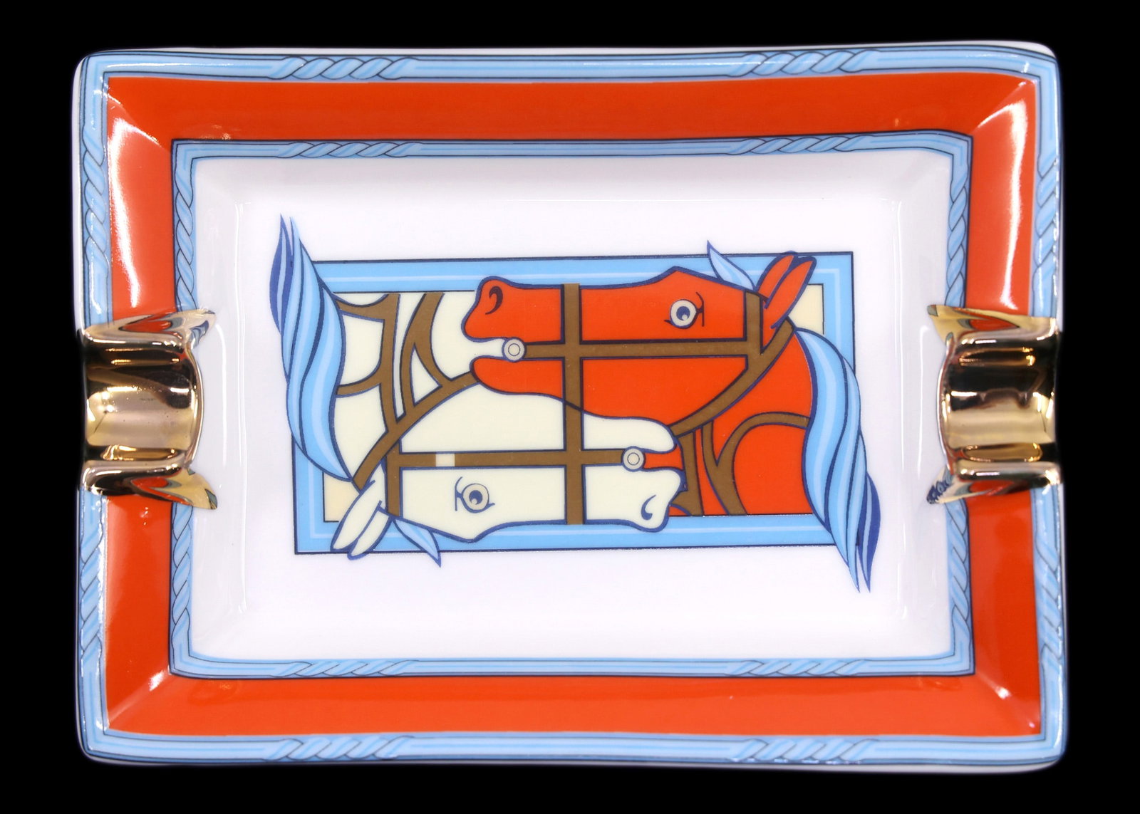 HERMES PORCELAIN QUADRIGE MINIATURE ASHTRAY (1 of 2)