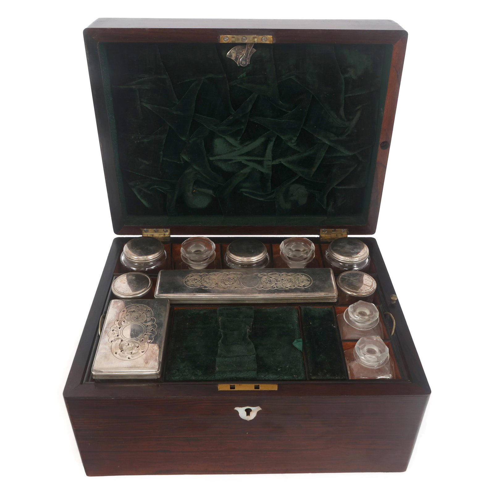 19TH C. WOODEN TRAVEL VANITY DRESSER BOX (1 of 7)