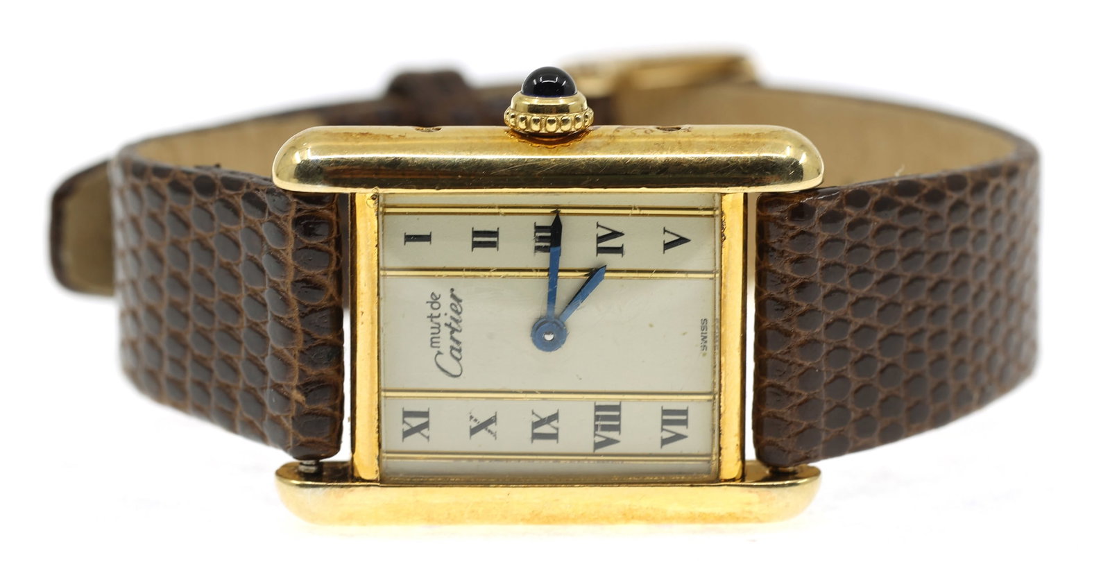 MUST DE CARTIER VERMEIL .925 SILVER TANK QUARTZ WATCH (1 of 5)